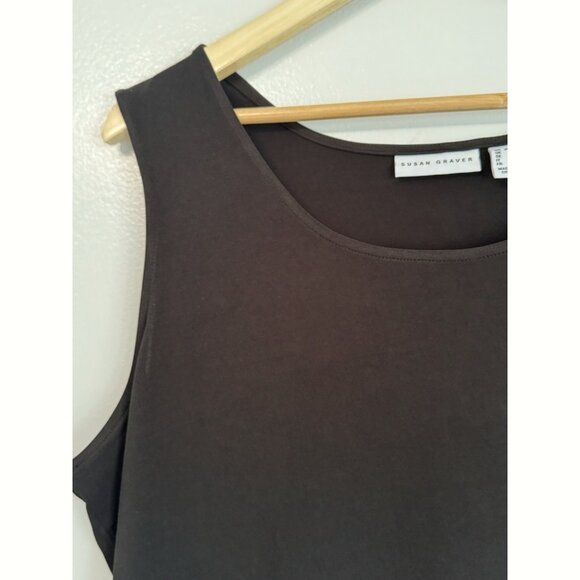 Susan Graver Liquid Knit Sleeveless Top Sz 20W Black Minimalist Neutral Classic - Picture 3 of 7